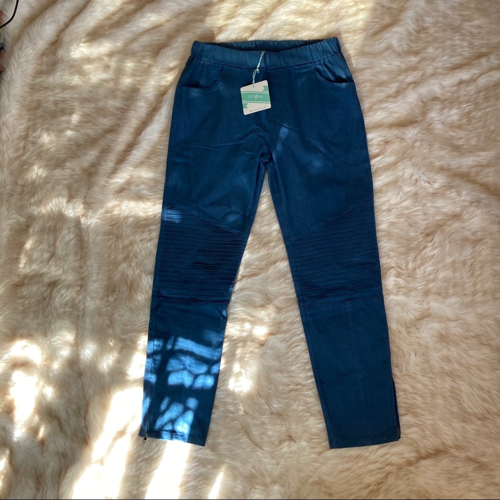 NWT Umgee Moto Zipper Blue Jean Jeggings